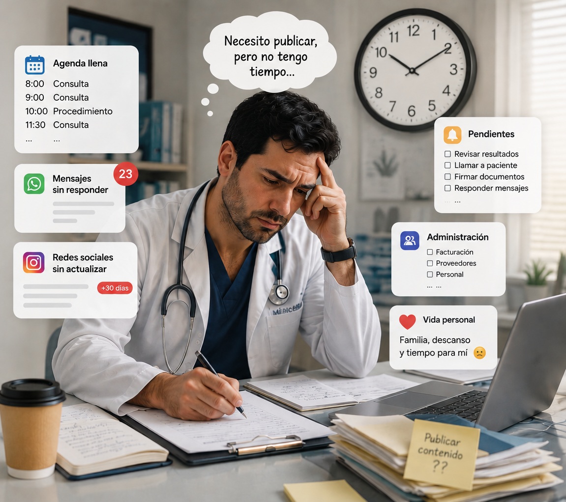 Médico atendiendo pacientes en consulta