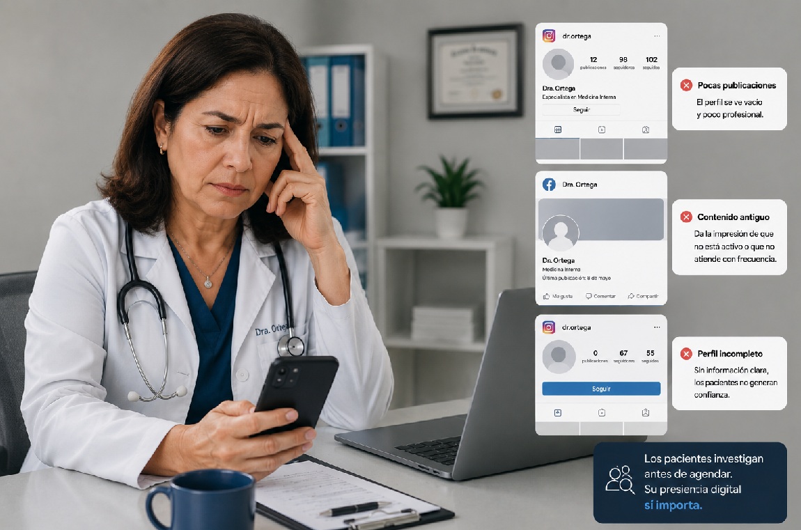 Paciente revisando información de salud en línea